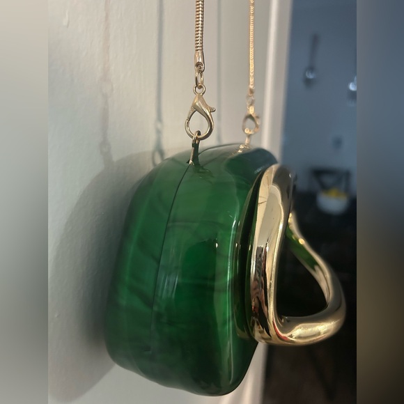 Green Clutch with Gold Accent - Picture 4 of 7